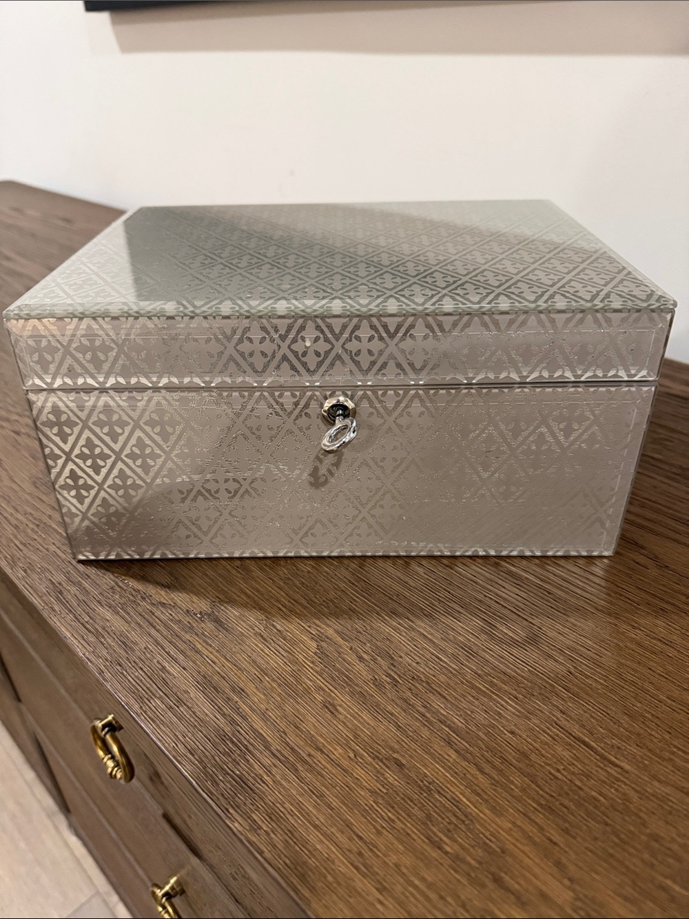 West Elm Silver Geometric Jewelry Box